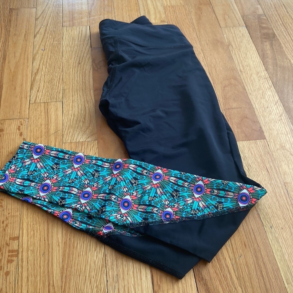 Women’s Mara Hoffman leggings. Black with colorful design. Size XS